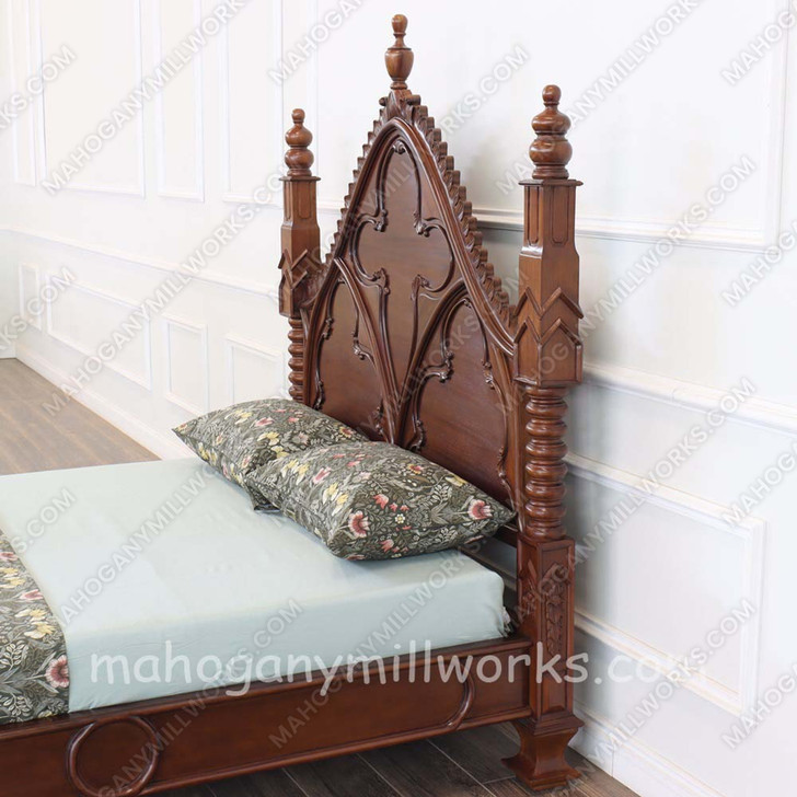 Solid Mahogany Gothic Empire Bed