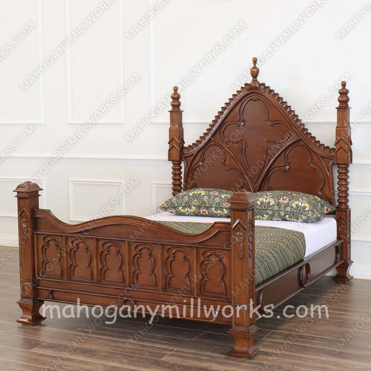 Solid Mahogany Gothic Empire Bed