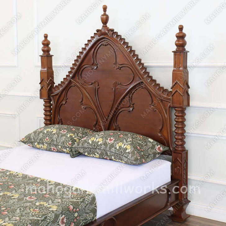 Solid Mahogany Gothic Empire Bed