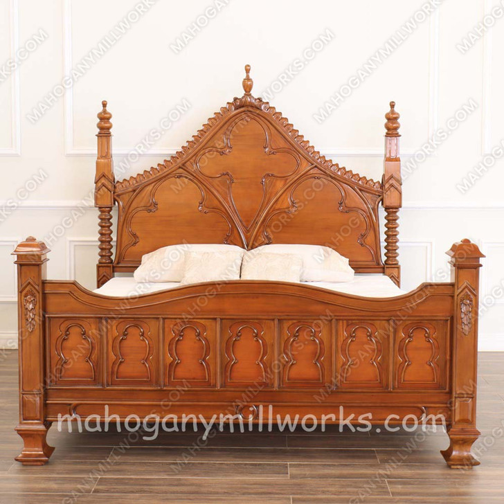 Solid Mahogany Gothic Empire Bed