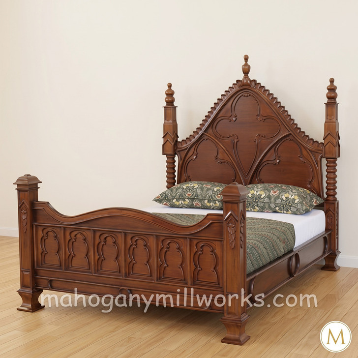 Solid Mahogany Gothic Empire Bed