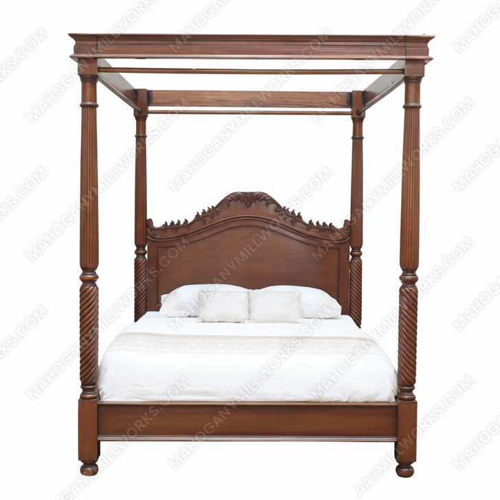 Walnut Georgian Style Canopy Bed