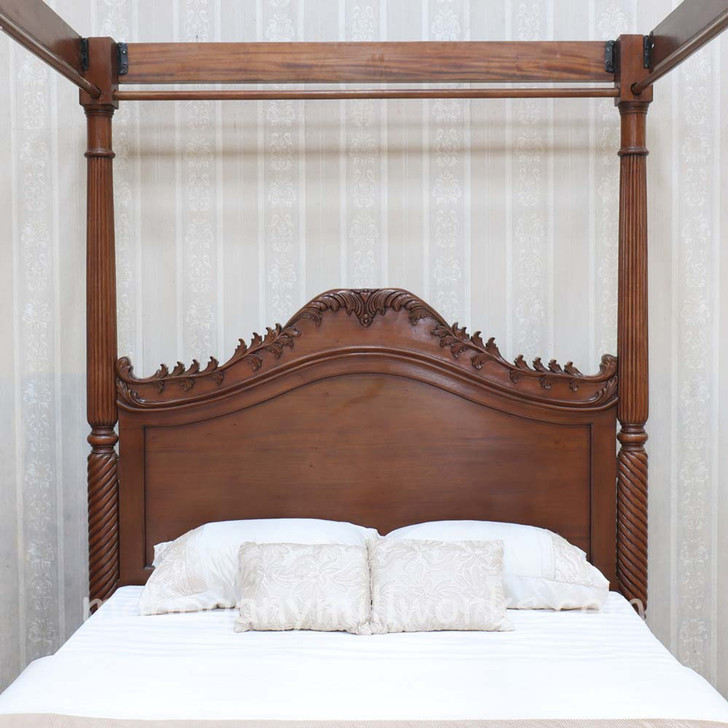Walnut Georgian Style Four Poster Canopy Bed