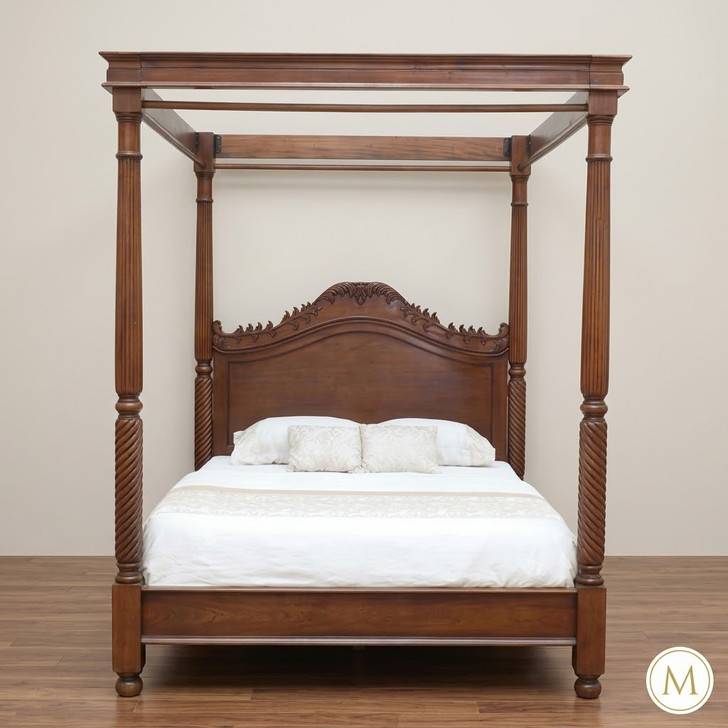 Walnut Georgian Style Four Poster Canopy Bed