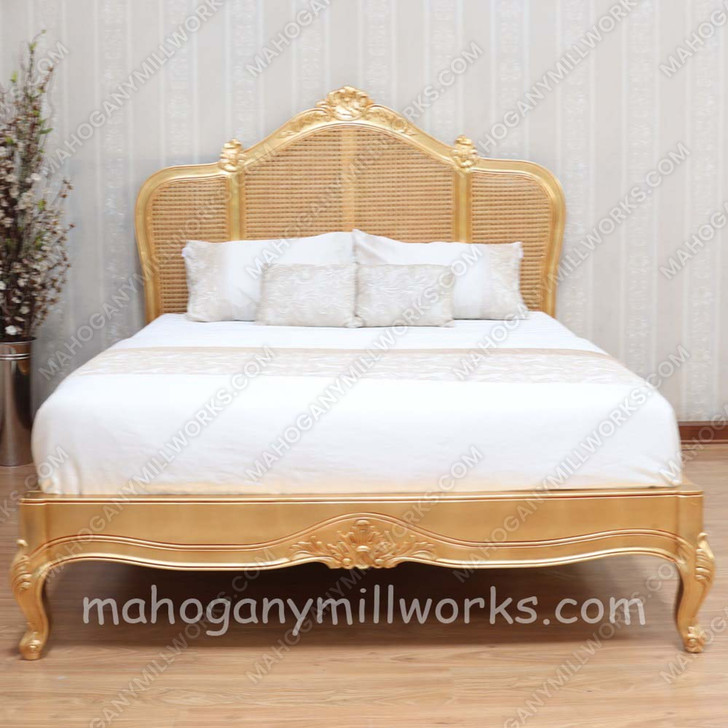 French Normandie Style Bed with Wicker Panel