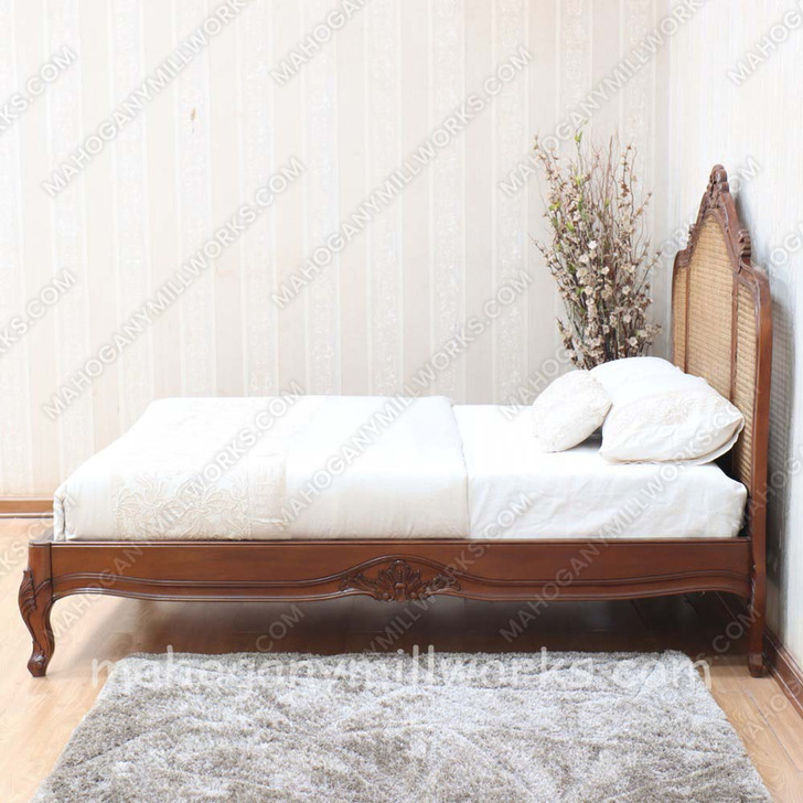 French Normandie Style Bed with Wicker Panel