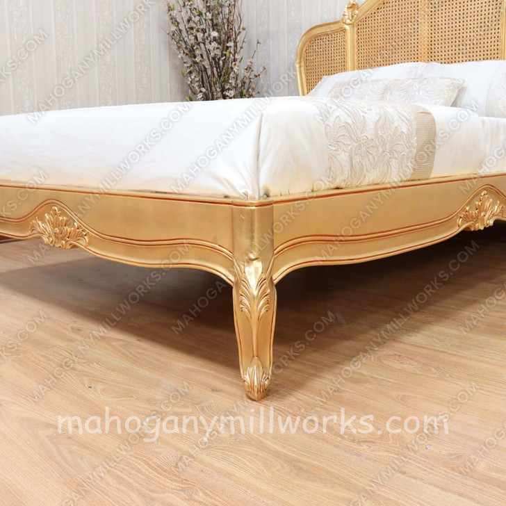 French Normandie Style Bed with Wicker Panel