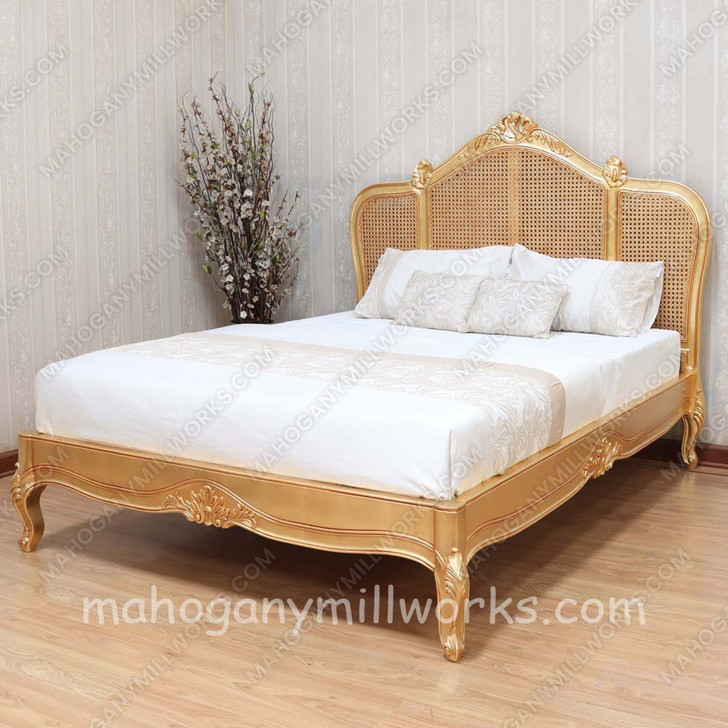 French Normandie Style Bed with Wicker Panel