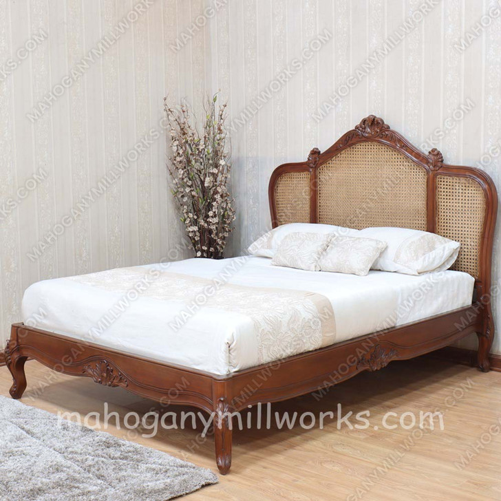 French Normandie Style Bed with Wicker Panel