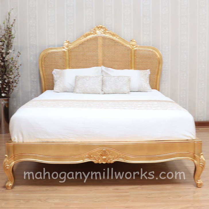 French Normandie Bed with Wicker Panel