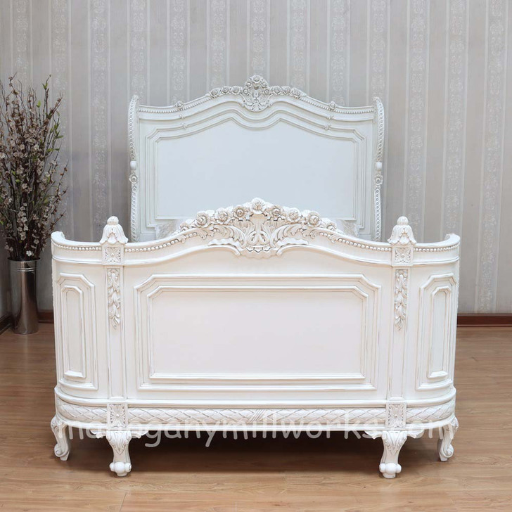 Painted White French Napoleon Style Panel Bed