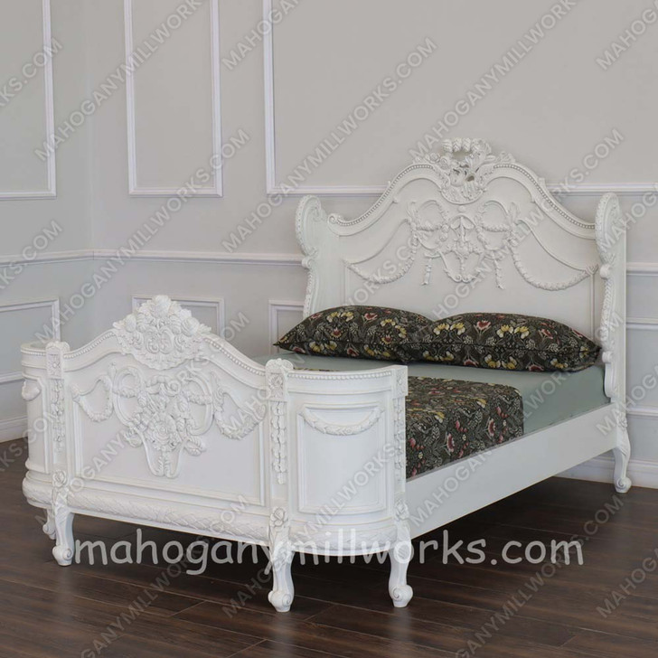 Painted French Napoleon Style Carved Bed