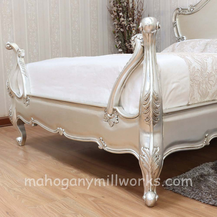 Silver French Flower Carved Bed