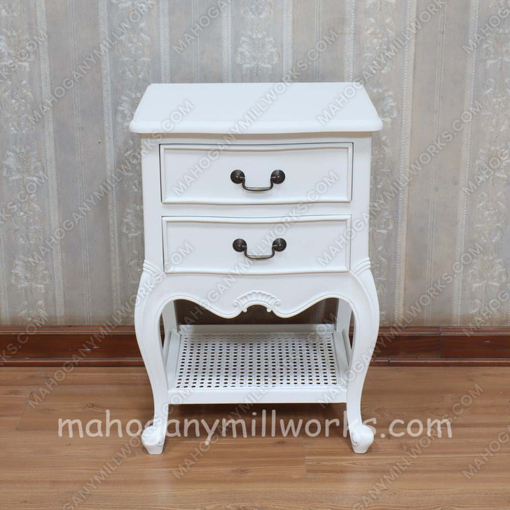 Painted White Elegant Bed With Wicker Panel Set of 3