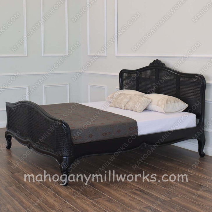 Elegant Bed w/ Wicker Panel
