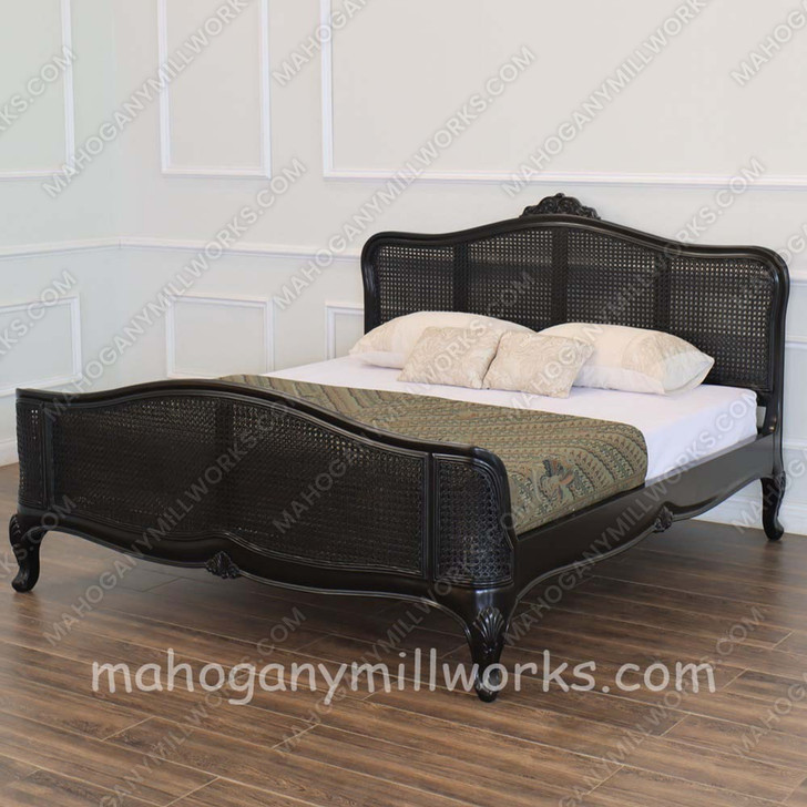 Elegant Bed w/ Wicker Panel
