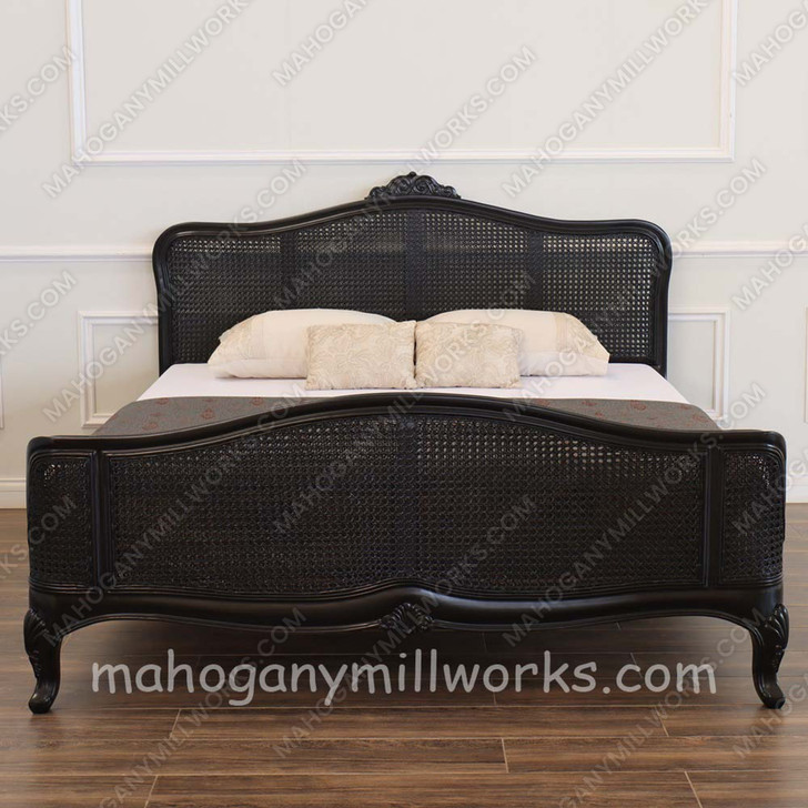 Elegant Bed w/ Wicker Panel