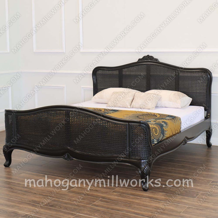 Elegant Bed w/ Wicker Panel