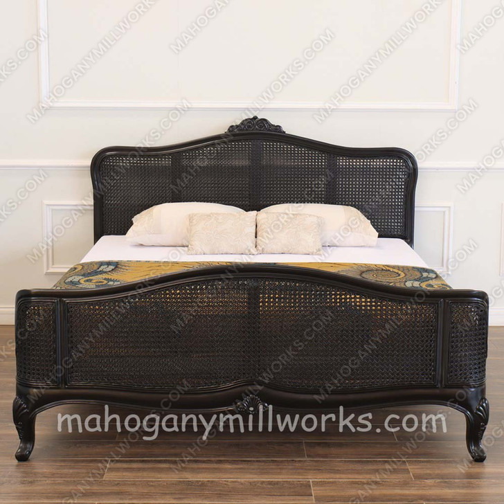 Elegant Bed w/ Wicker Panel