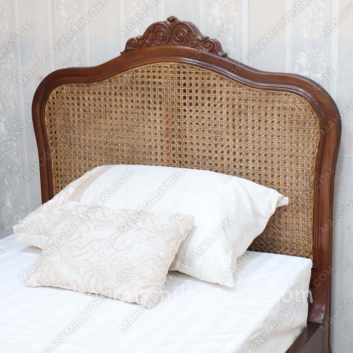 Elegant Bed w/ Wicker Panel