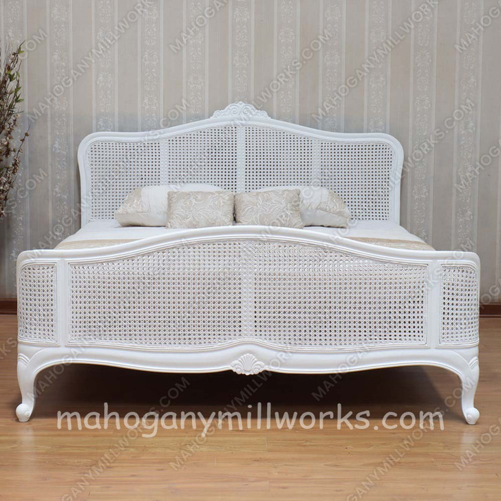 Elegant Bed w/ Wicker Panel