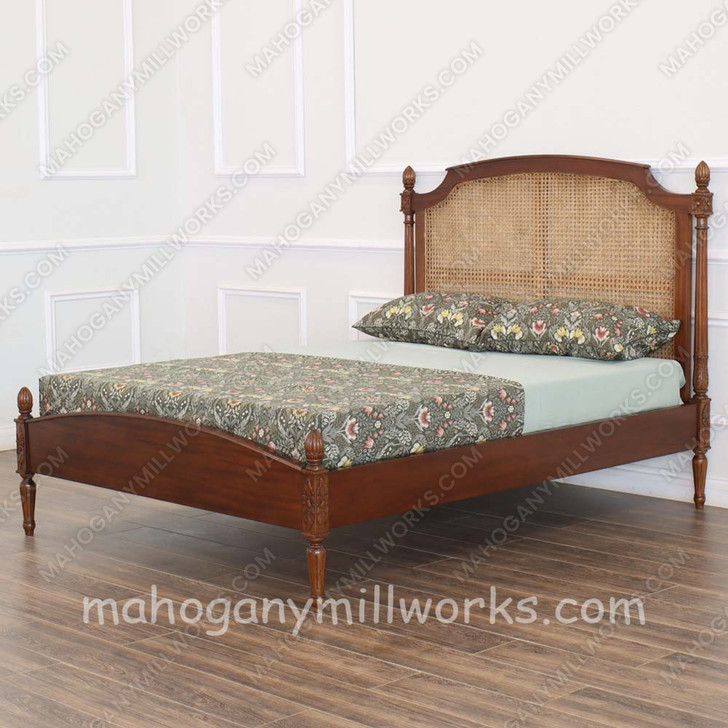Walnut NC Clarisse Bed with Wicker Panel