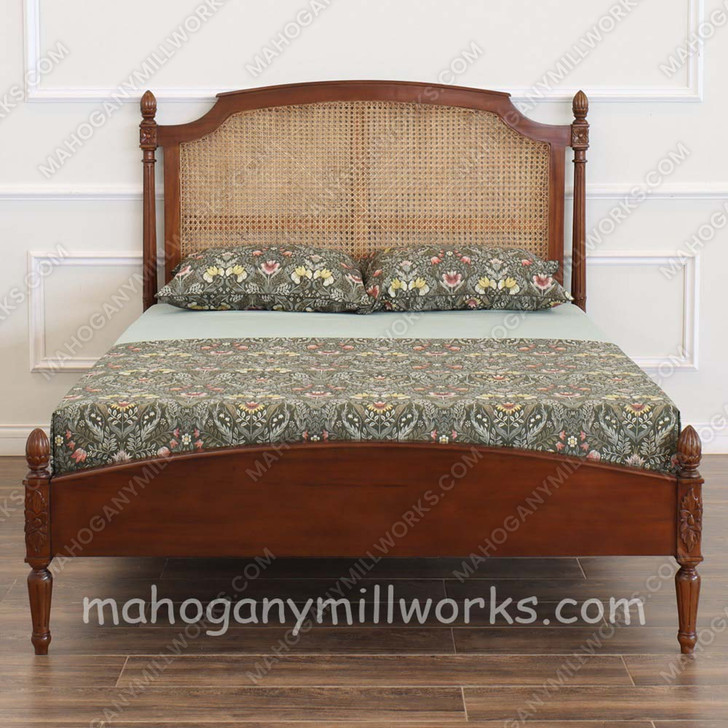 Walnut NC Clarisse Bed with Wicker Panel