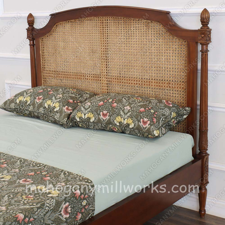 Walnut NC Clarisse Bed with Wicker Panel