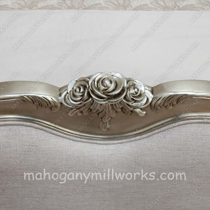 Silver Finish Chic Upholstered Bed