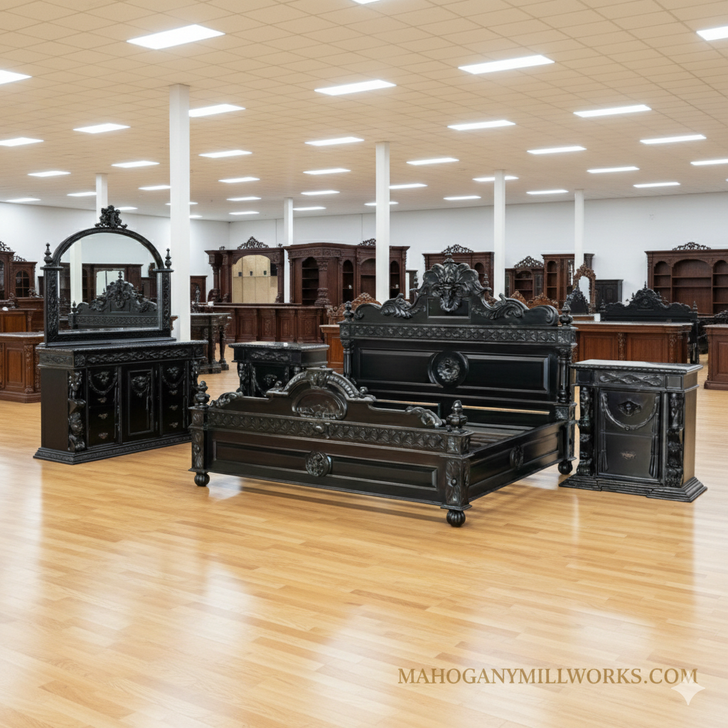 5pc Black Gothic Gargoyle Bedroom Set