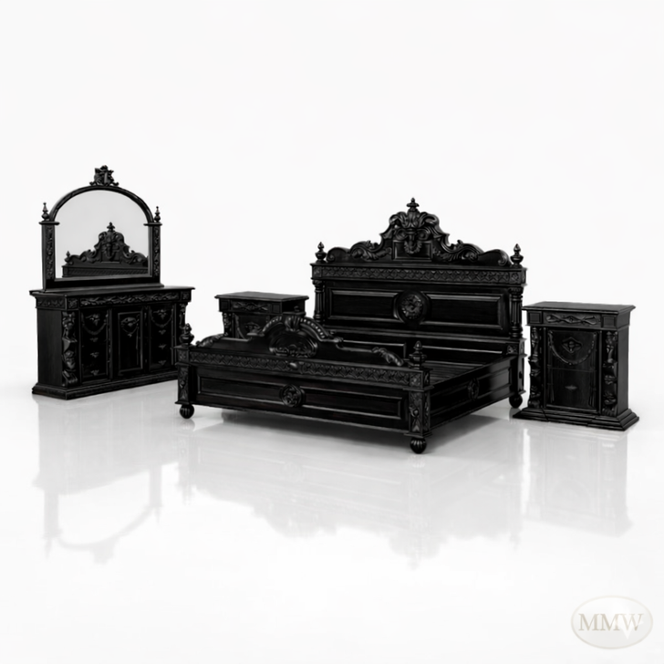 5pc Black Gothic Gargoyle Bedroom Set