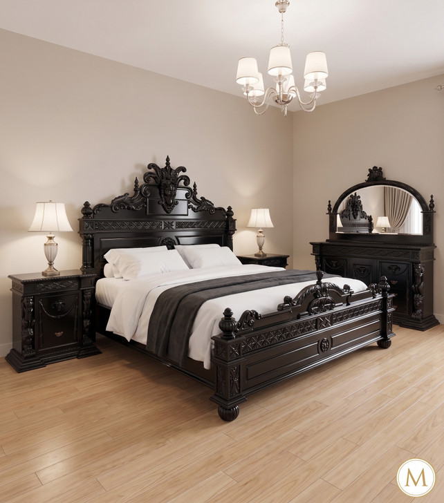 5pc Black Gothic Gargoyle Bedroom Set