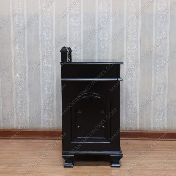 Painted Black Gothic Nightstand