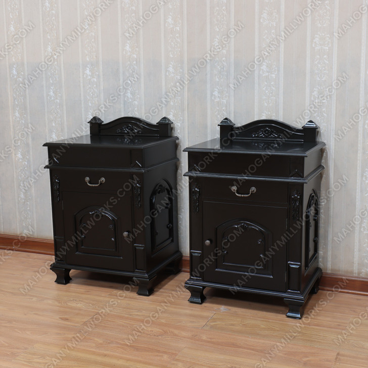 Painted Black Gothic Nightstand
