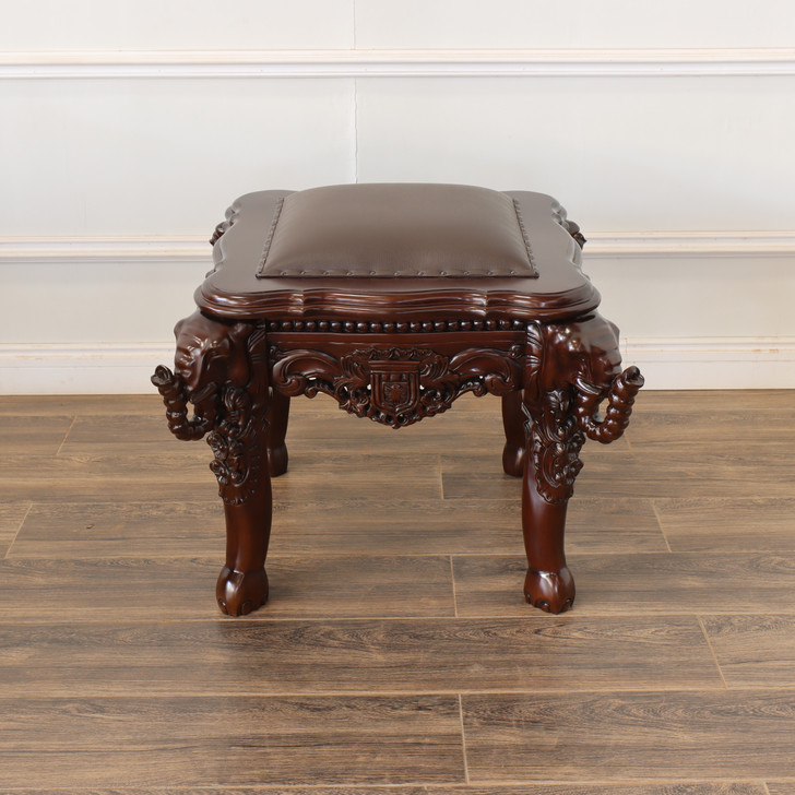 Mahogany Carved Elephant Stool