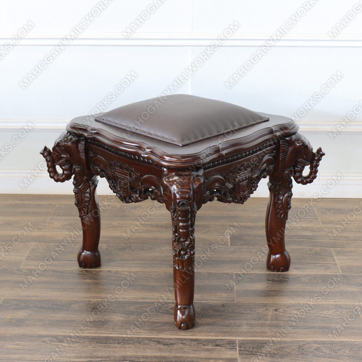 Mahogany Carved Elephant Stool