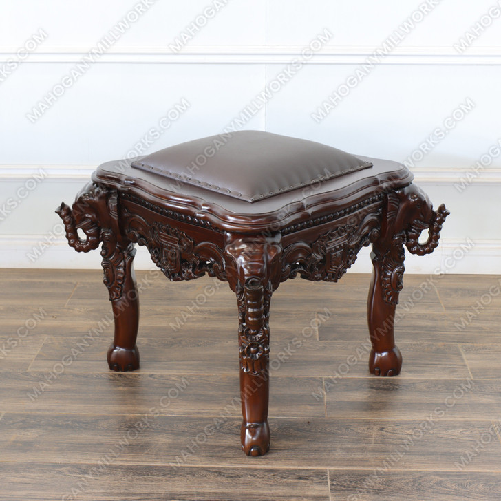 Mahogany Carved Elephant Stool