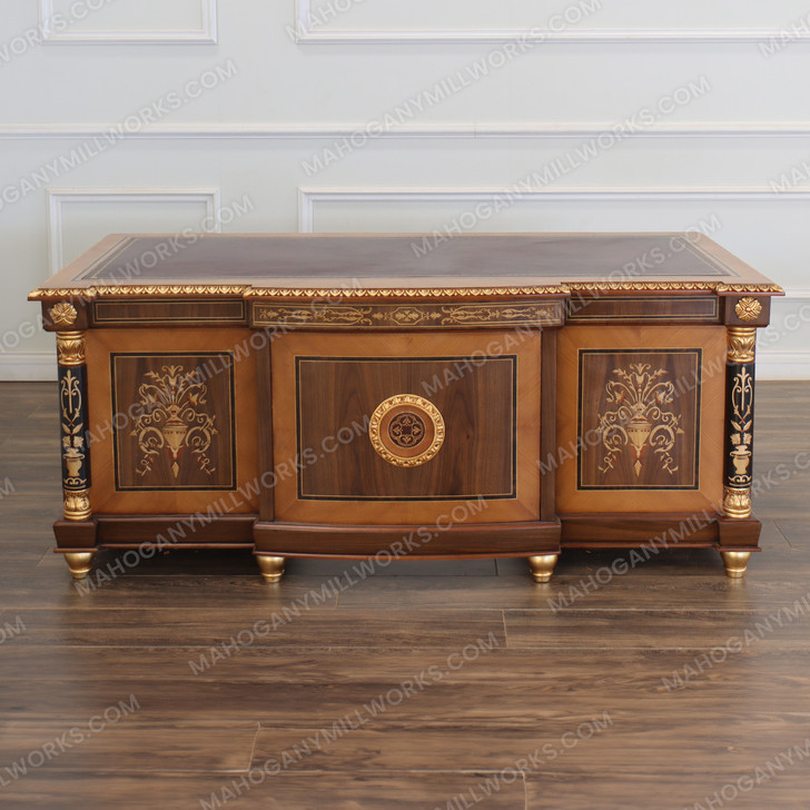 French Empire Executive Office Desk w/ Leather