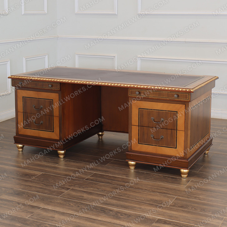 French Empire Executive Office Desk w/ Leather