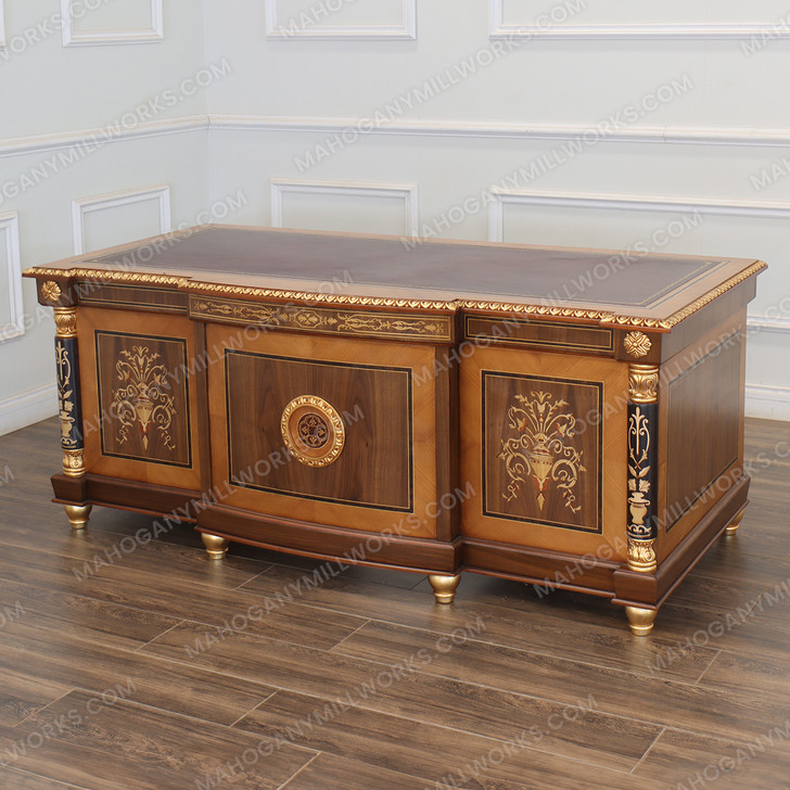 French Empire Executive Office Desk w/ Leather