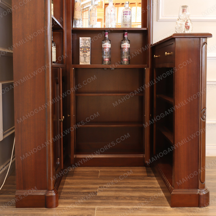 45” Custom Mahogany Inlay Corner Canopy Pub Bar Set