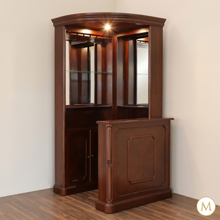 45” Mahogany Inlay Corner Canopy Pub Bar
