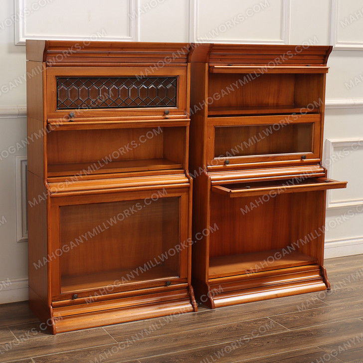 Mahogany 3-stack Barrister Lawyer's Bookcase
