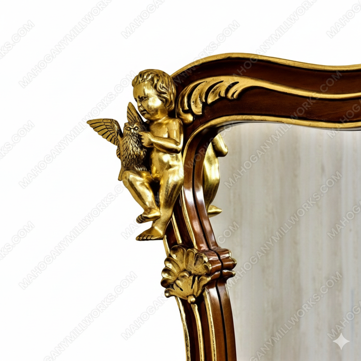 Custom Rococo Bathroom Vanity Mirror w/ Carved Ormolu