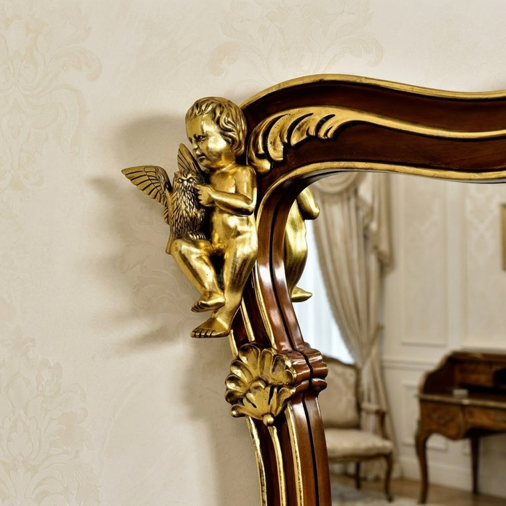Custom Rococo Bathroom Vanity Mirror w/ Carved Ormolu