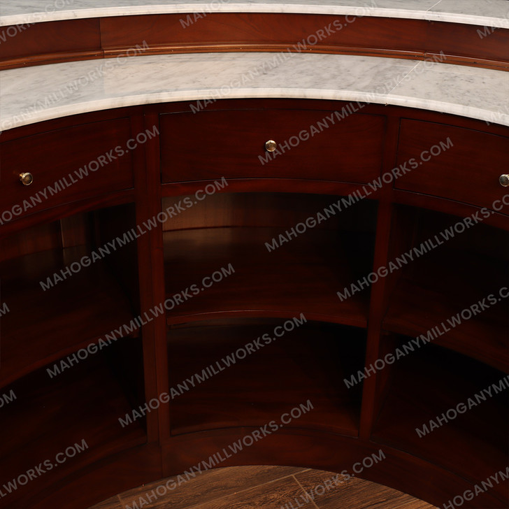 Custom Mahogany U-Shape Horseshoe Pub Bar Set w/ Marble