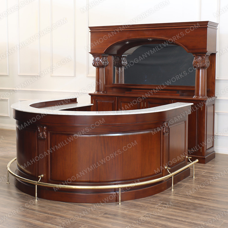 Mahogany U-Shape Horseshoe Pub Bar w/ Marble top