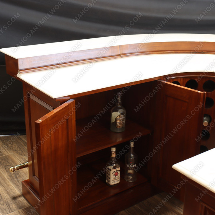 Mahogany U-Shape Horseshoe Pub Bar w/ Marble