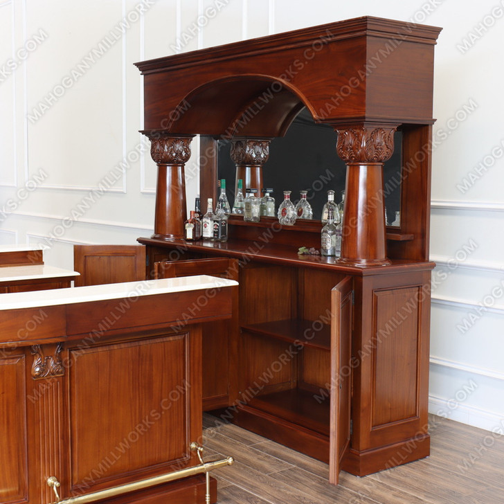 Mahogany U-Shape Horseshoe Pub Bar w/ Marble