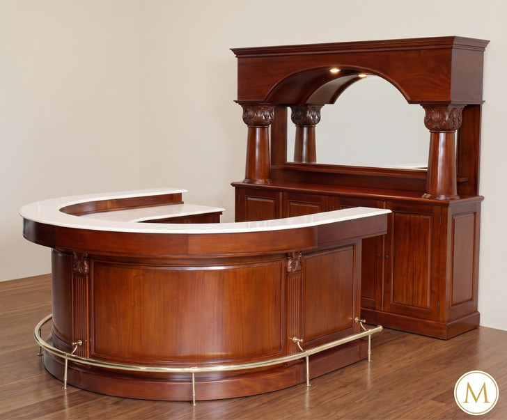 Mahogany U-Shape Horseshoe Pub Bar w/ Marble top